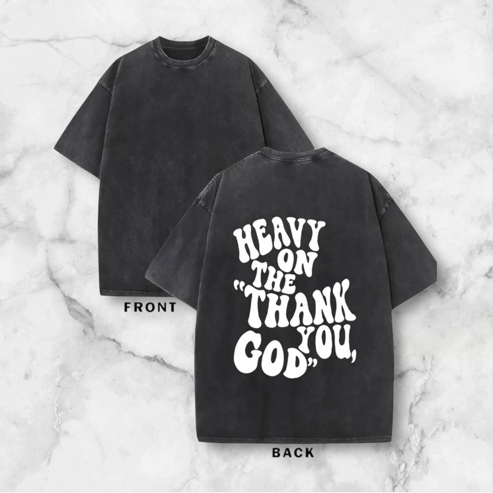 Oversized ‘Thank you God’ Graphic T-Shirt Large